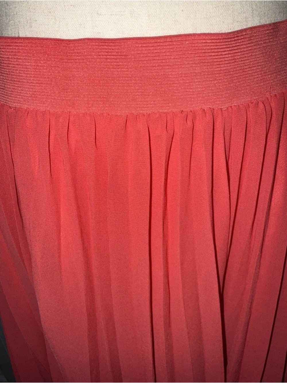 ☀️$5 sale Kaktus Bright Coral Watermelon  Pleated Maxi Skirt, Size M - Picture 2 of 5